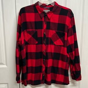 Natural Reflections Red Black Plaid Pocket Flannel Shirt Plus Size 3X